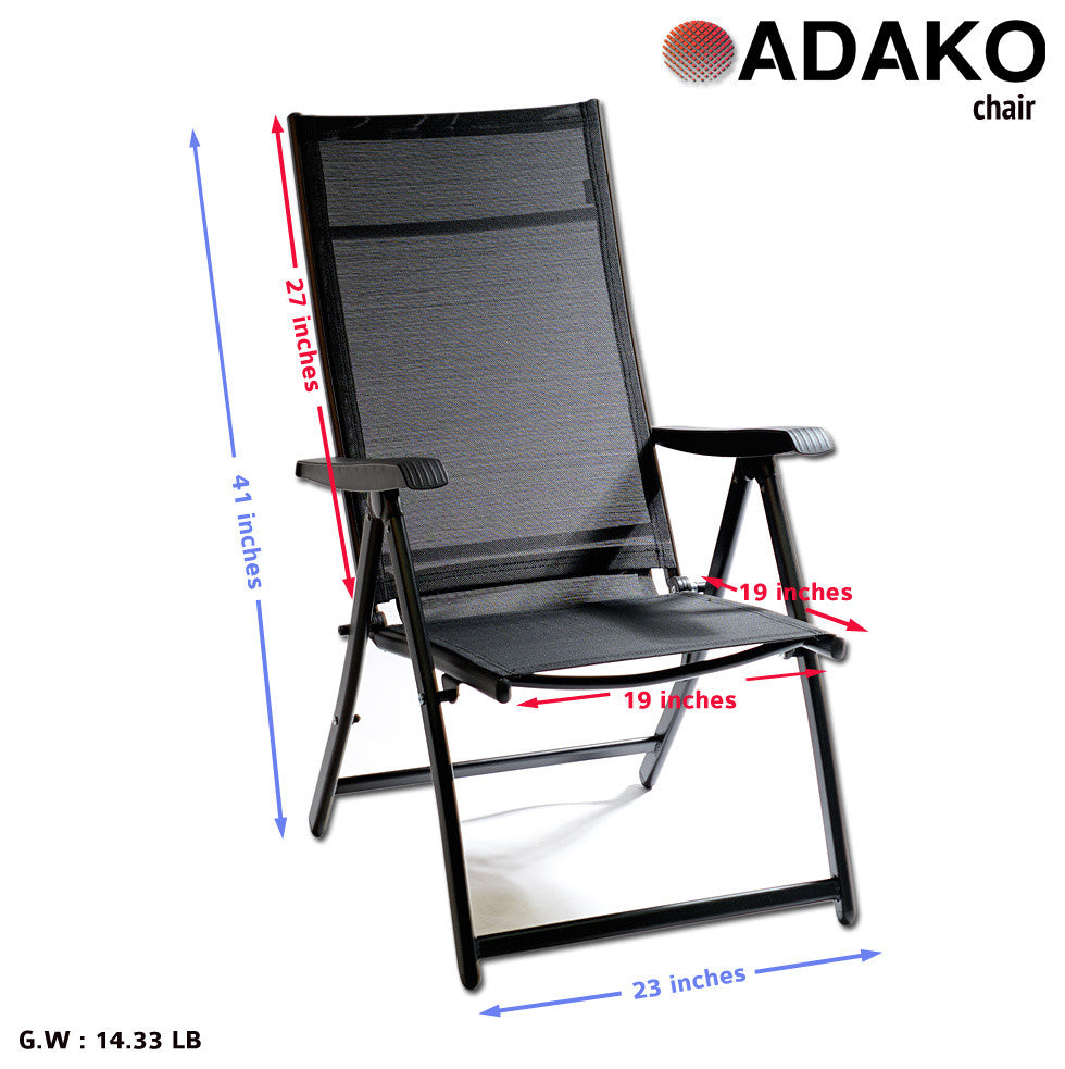 Heavy Duty Adjustable Reclining Folding Chair, Set of 4
