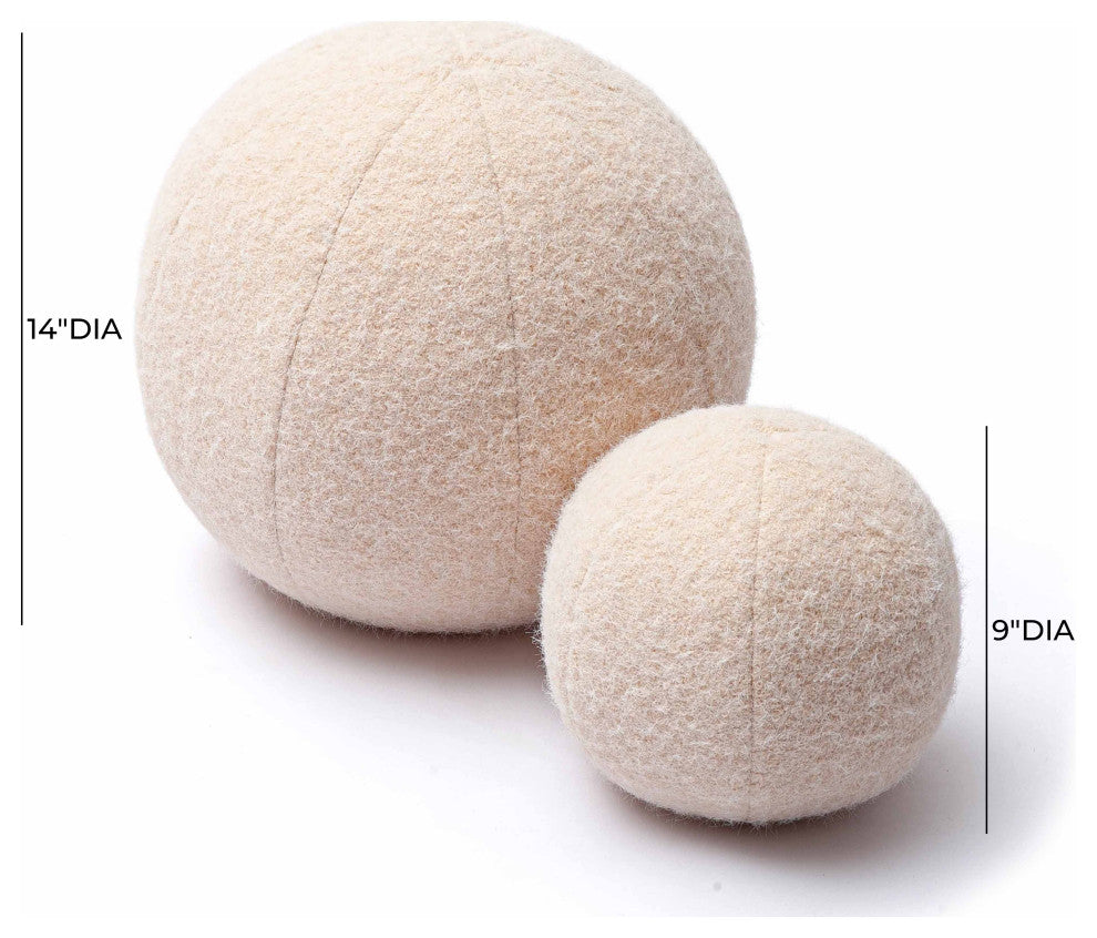 Boba Round Pillow, Rose-Tan Long Mohair, 14"