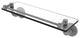 Remi 16" Glass Vanity Shelf with Gallery Rail, Matte Gray