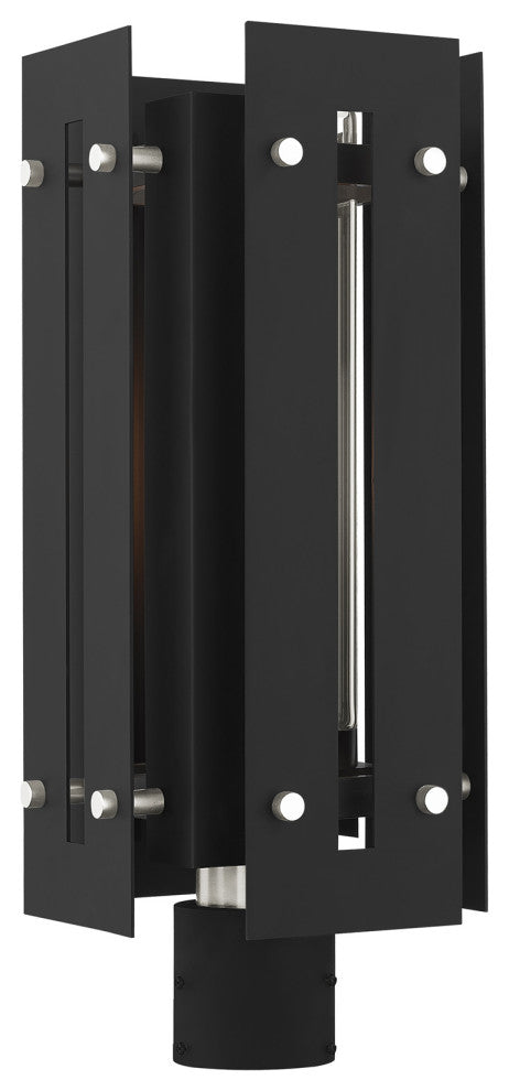 Livex Utrecht 1 Light Black/Brushed Nickel Large Outdoor Post Top Lantern
