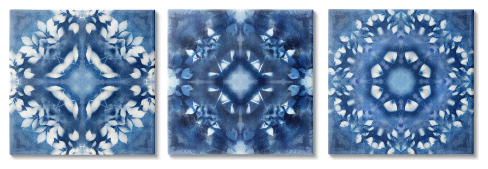 Abstract Kaleidoscope Blue Tie Dye Patterns Fractal Shapes,17 x 17