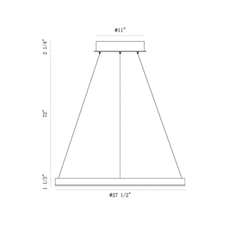 Spunto Oversized LED Small Ring Chandelier, Silver Finish With Opal Shade
