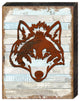 Rustic Wolf Face Wooden Block, 36 x 24