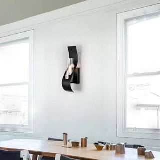 Daisy 1 light Curved Frame Clear Glass Wall Sconce, Antique Black Finish
