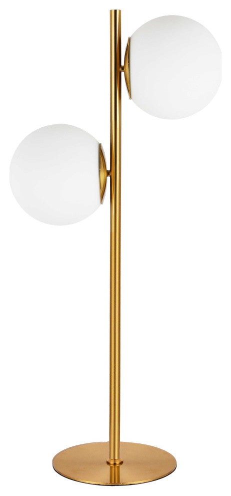Folgar Contemporary 2 Light Aged Brass White Metal Table Lamp