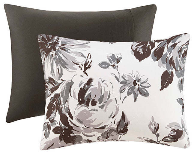 Intelligent Design Dorsey Black and White Floral Comforter Set