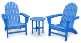 Polywood Vineyard 3-Piece Adirondack Set, Pacific Blue