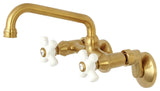 Kingston Brass Two-Handle Wall Mount Bathroom Faucet, Brushed Brass
