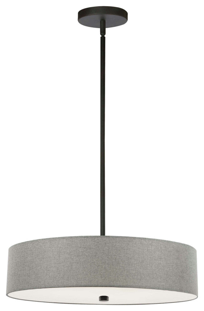 Everly 4 Light Incandescent Pendant, Matte Black with Grey Shade