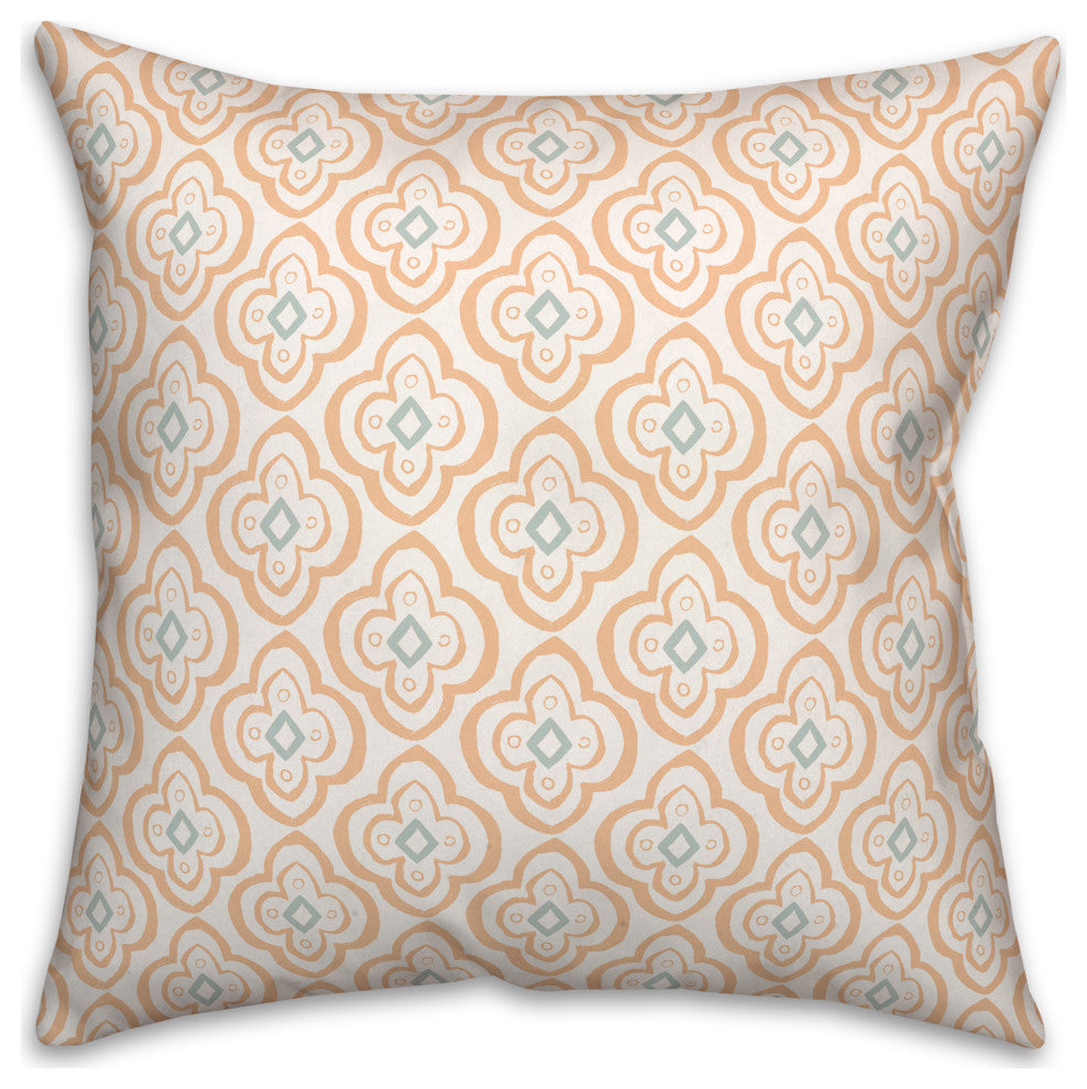 Orange Quatre on White 18x18 Spun Poly Pillow