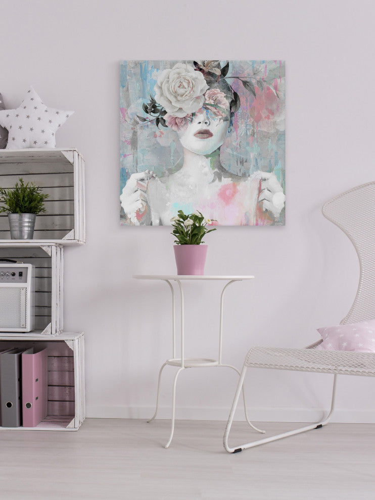 "Dreaming with Flowers" Painting Print on Wrapped Canvas, 32"x32"