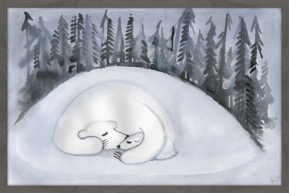 "Bear Hibernation" Framed Painting Print, 18"x12"