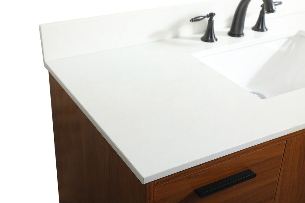 Home Living Modern Natural Oak-Light Bathroom Vanity, Teak, 48"