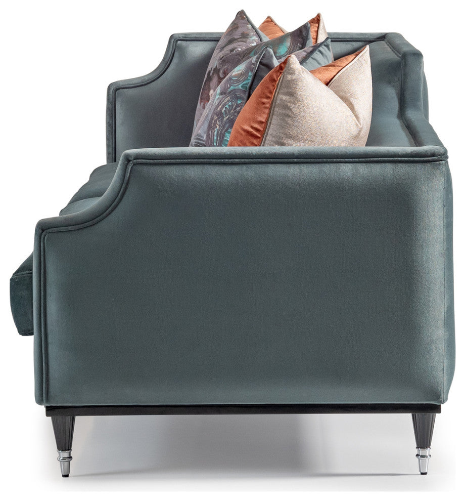 La Francaise Velvet Mansion Sofa Azure/Black