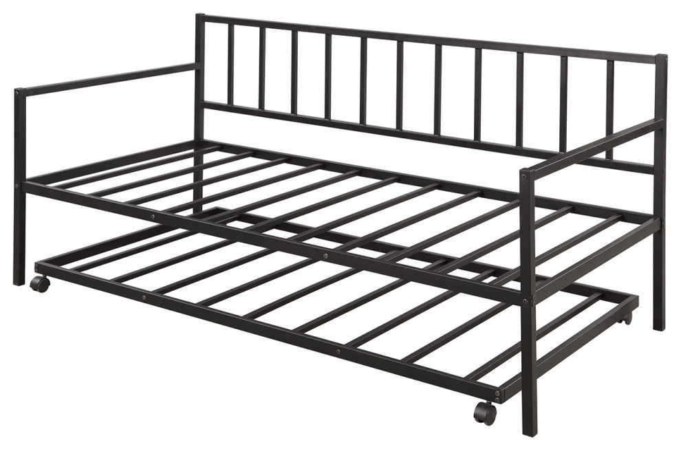 Gewnee Metal Twin Size Daybed with Trundle in Black