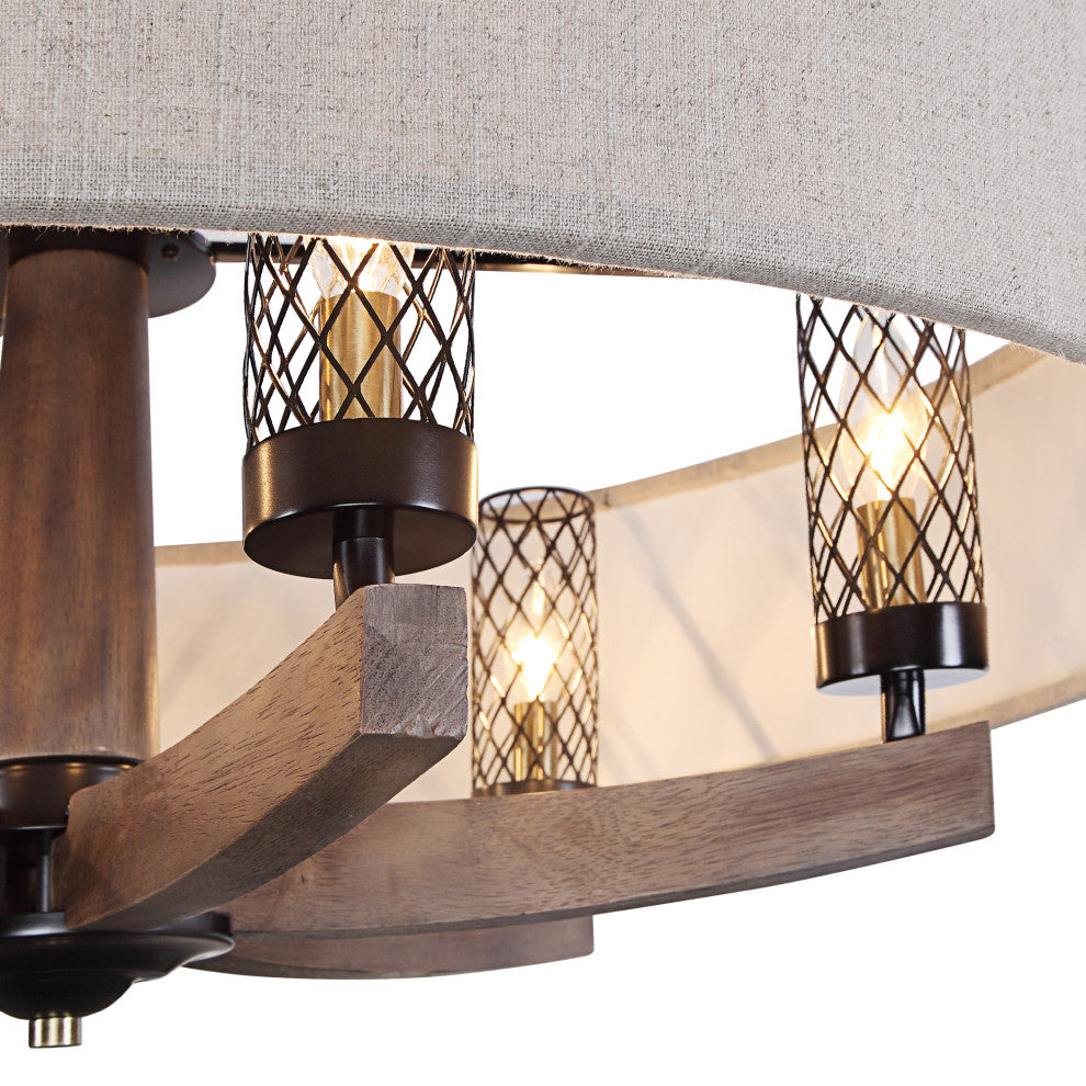 Uttermost Woodall 6 Light 36" Drum Chandelier, Dark Bronze-Antique Brass