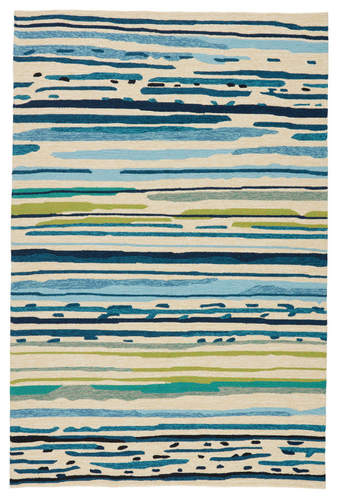 Jaipur Living Sketchy Lines Indoor/Outdoor Abstract Blue/Green Area Rug, 7'6"x9'