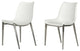 Set of Two White Faux Leather Modern Dining Chairs