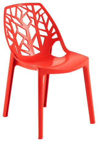 Stackable Plastic Accent Dining Chair for Indoor and Outdoor, Solid Red