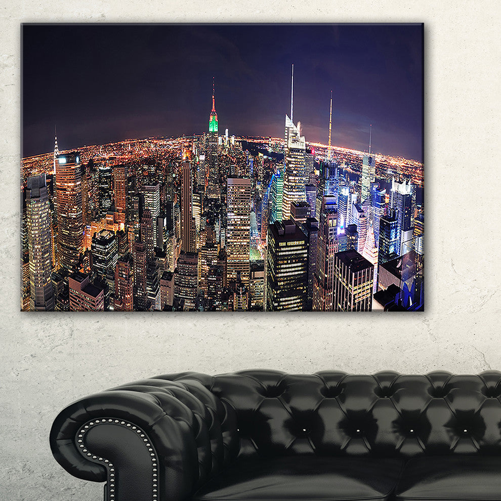 "NYC Manhattan Aerial View" Cityscape Photo Canvas Print, 40"x20"