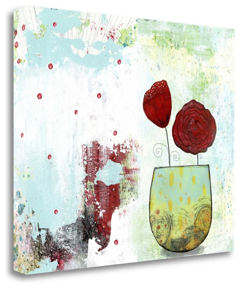 "Red Flowers" By Sarah Ogren, Giclee Print on Gallery Wrap Canvas, Ready to Hang