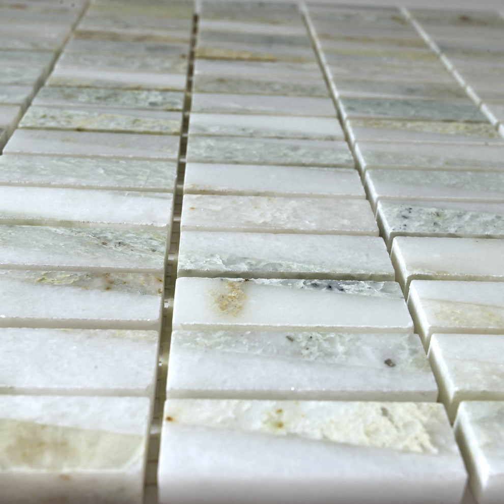 Marble Mosaic Tile, Bamboo Collection, Ming Green, Brick, Polished, Sample