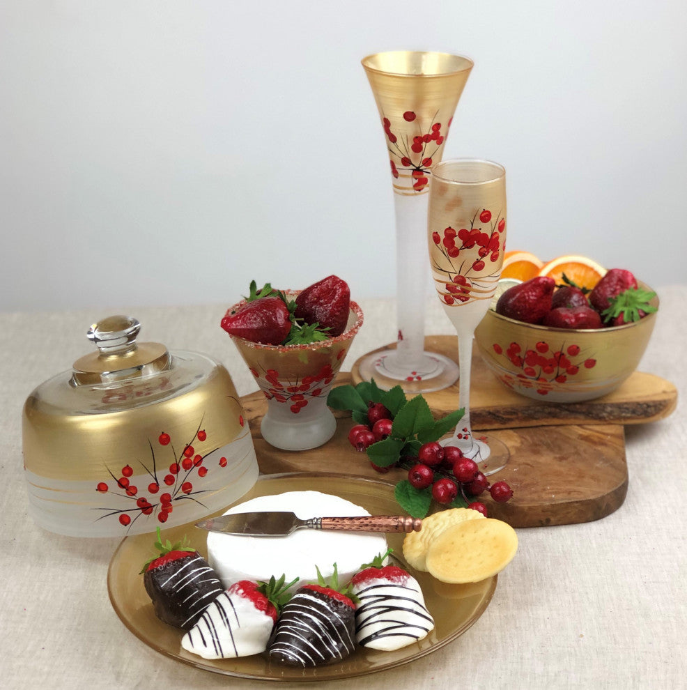 Berries 'n Branches Champagne Glasses, Set of 2