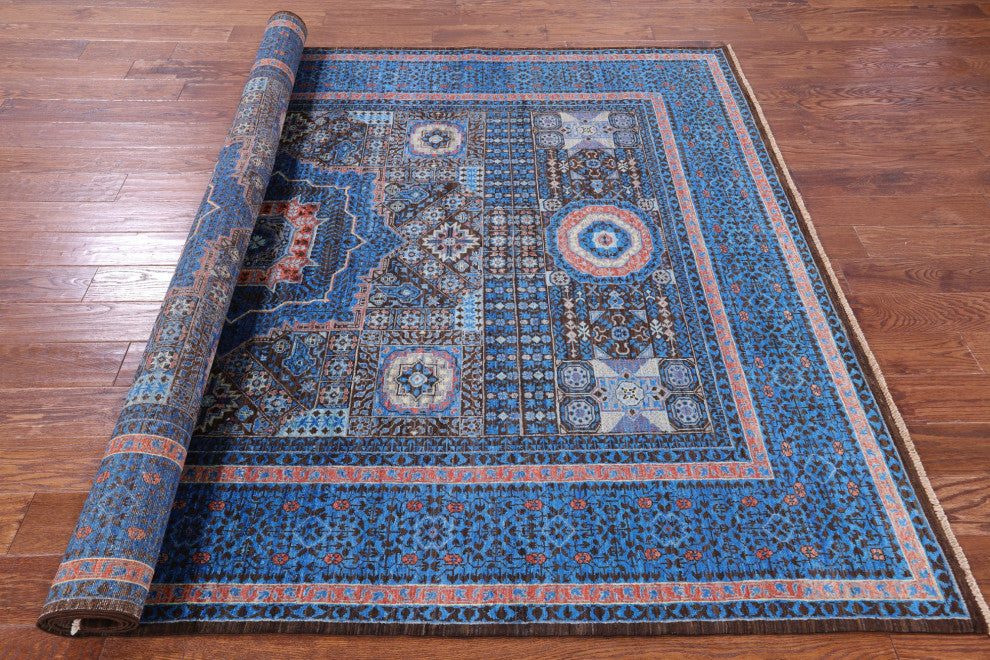 Mamluk Geometric Hand-Knotted Rug 6' 8" X 9' 9" - Q12241