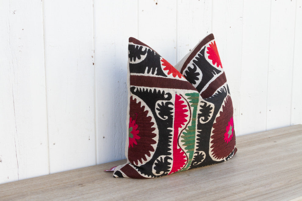 Emma Black & White Vintage Suzani Pillow