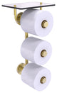 Prestige Skyline 3 Roll Toilet Paper Holder with Glass Shelf, Unlacquered Brass