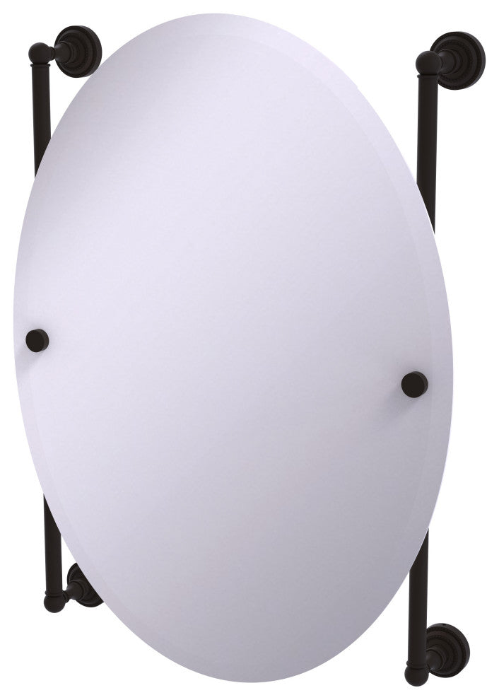 Dottingham Oval Frameless Rail Mounted Mirror, Oil Rubbed Bronze