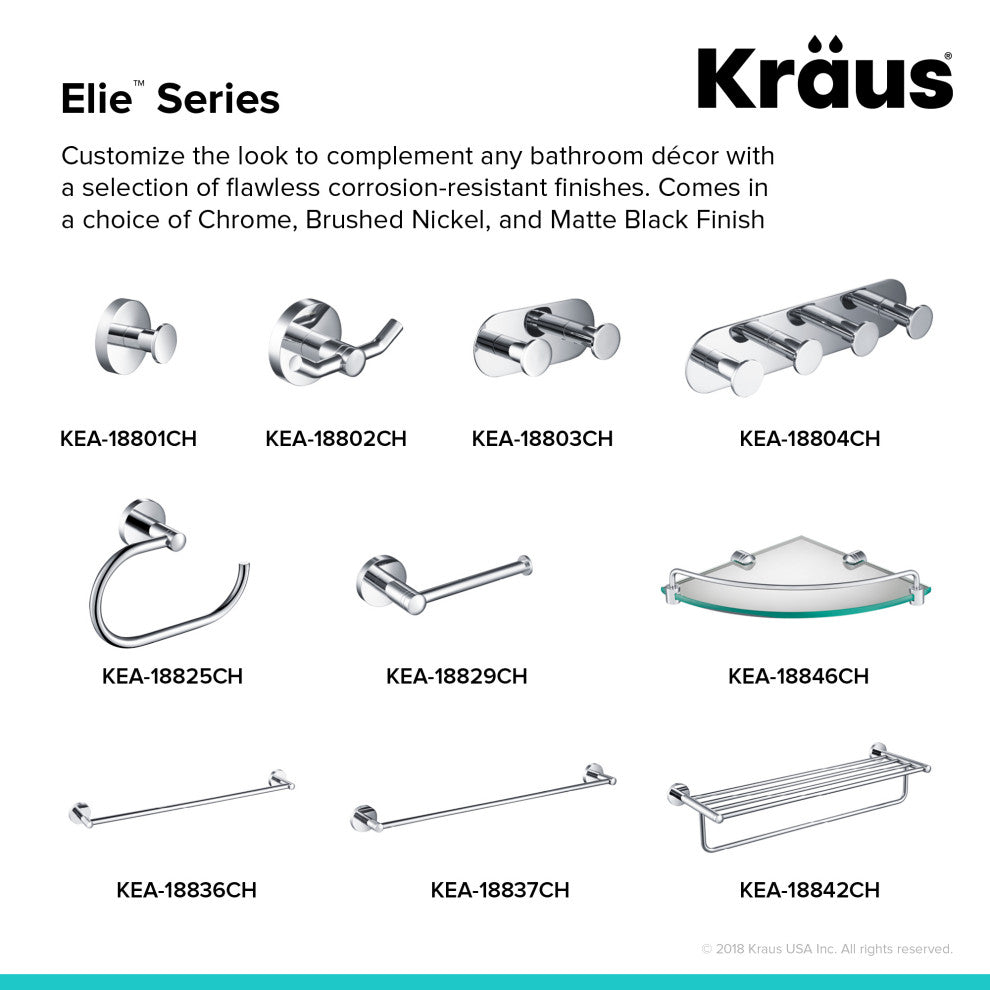 Elie Bathroom Robe and Towel Double Hook, Chrome
