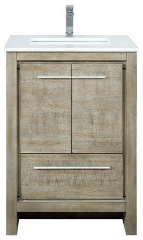 Lafarre Contemporary 24" Rustic Acacia Bathroom Vanity, Labaro Brushed Nickel Fa