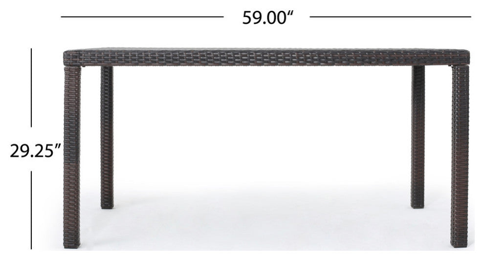 GDF Studio 7-Piece Edene Outdoor Wicker Rectangular Dining Set