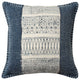 Benzara BM200551 18 x 18 HandWoven Cotton Pillow with Block Print White and Blue