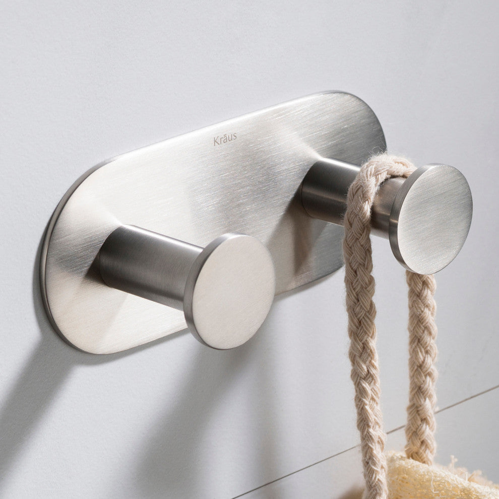 Elie Bathroom Robe and Towel Double Hook, Nickel