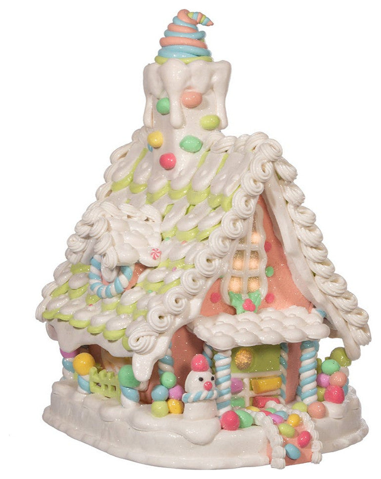 12.5" Battery-Operated Light Up Pastel Gingerbread House