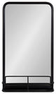 Estero Metal Framed Radius Rectangle Wall Mirror With Shelf, Black 18x30