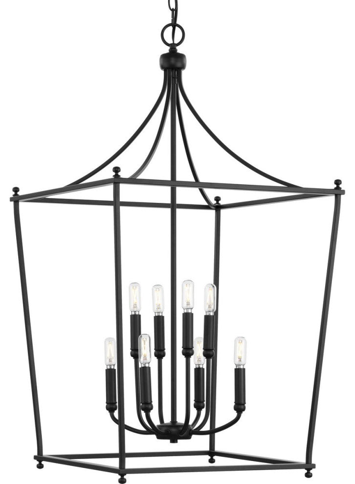 Parkhurst Collection 8-Light Matte Black Chandelier Foyer Pendant Light