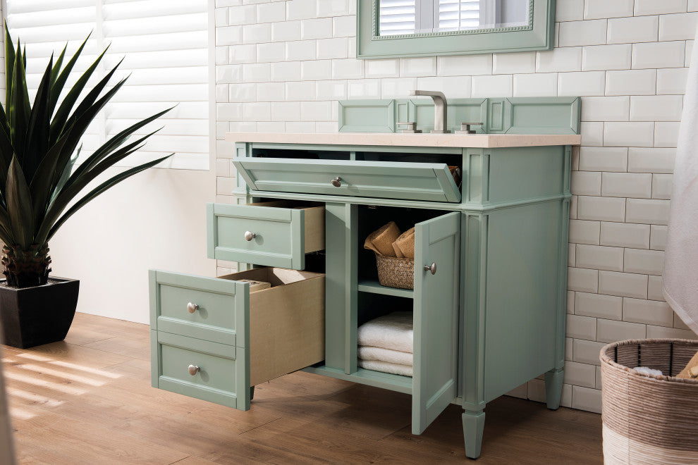 Brittany 36" Sage Green Single Vanity w/ 3 CM Eternal Marfil Quartz Top