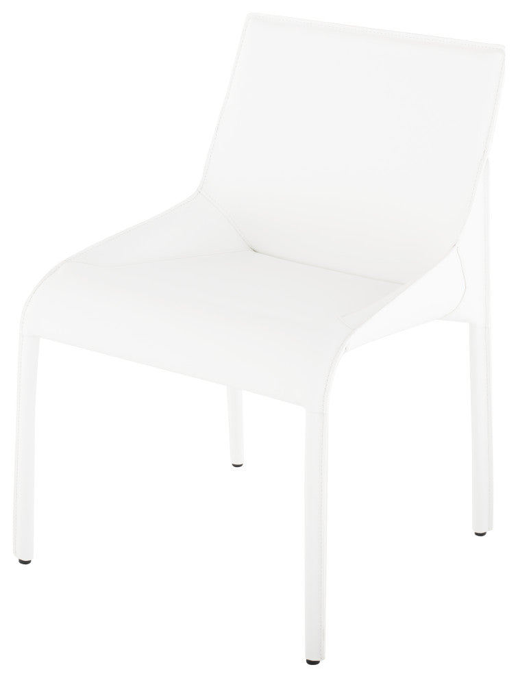 Delphine White Leather Dining Chair