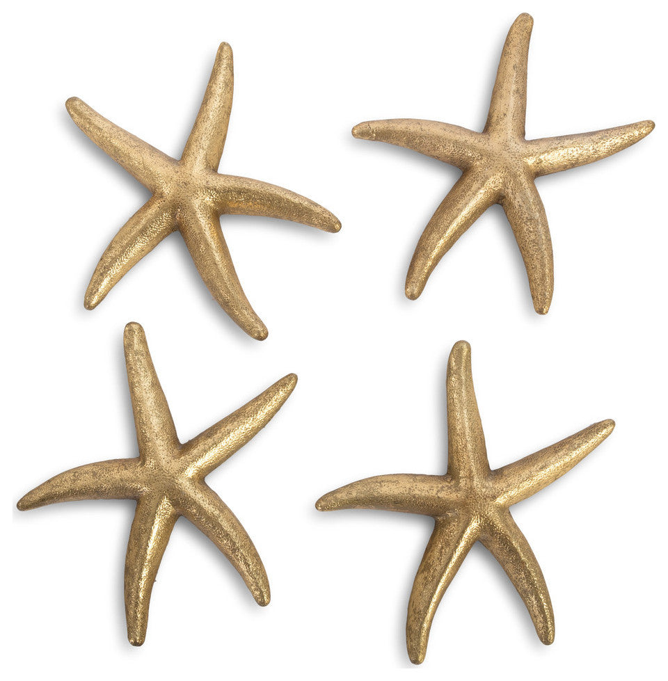 Starfish, Gold Leaf, 4-Piece Set, Small, Gold, Small
