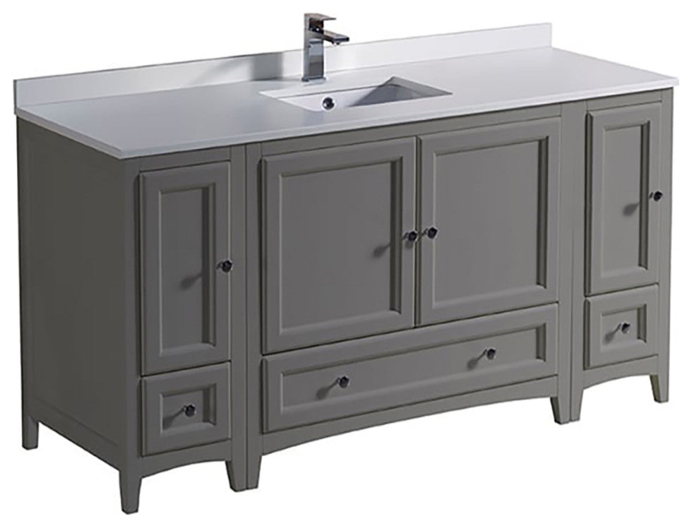 Oxford Traditional Bathroom Vanity, Gray, 60"