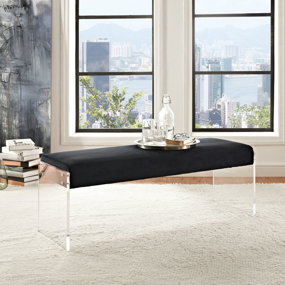 Roam Velvet Bench, Black