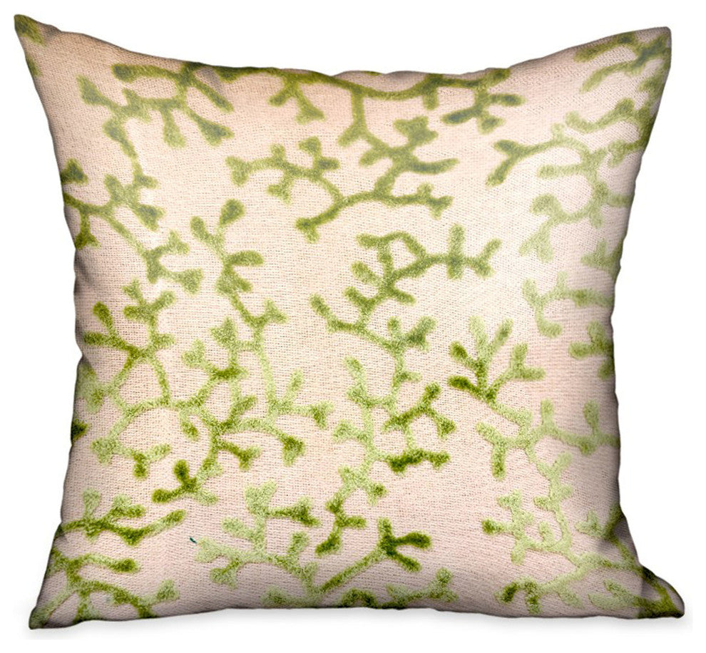Plutus Sage Reef Apple Green Floral Luxury Throw Pillow, 20"x26" Standard