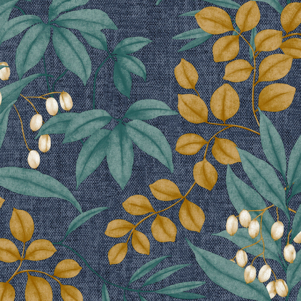 Superfresco Easy Persephone Wallpaper, Navy and Ochre