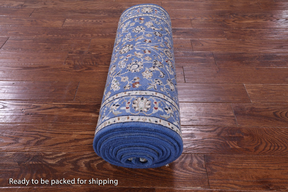 Runner Persian Nain Handmade Wool and Silk Rug 2' 7" X 13' 11" Q11640