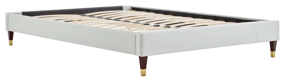 Harlow Twin Performance Velvet Platform Bed Frame-Light Gray
