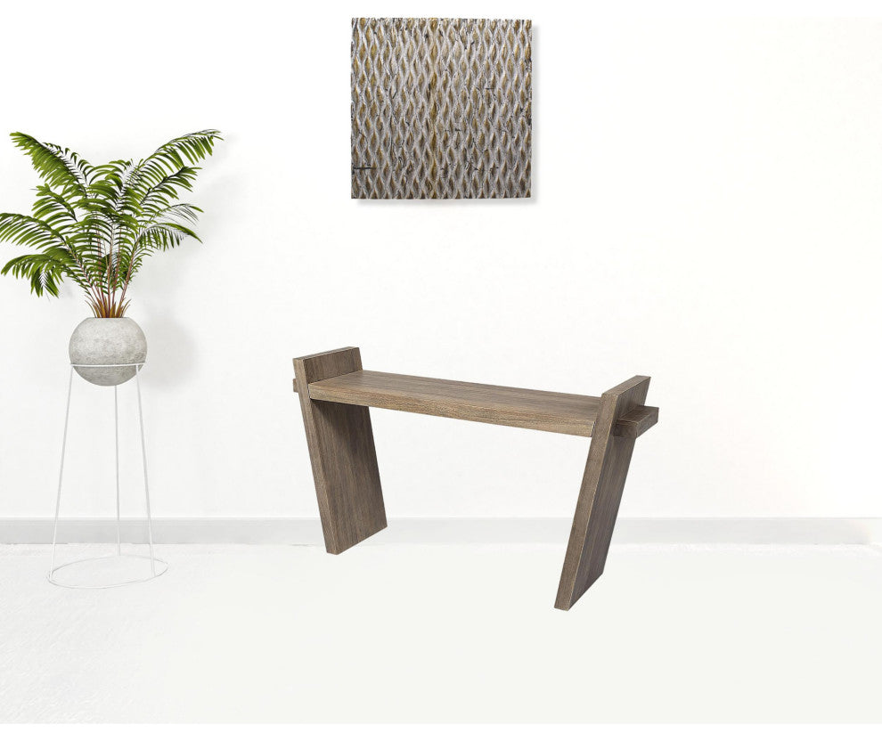 16" Brown Solid Wood 4 Legs Console Table