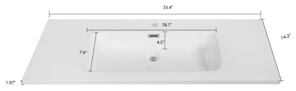 35" Solid Surface Resin Streamline K-90036-35 Vanity Top